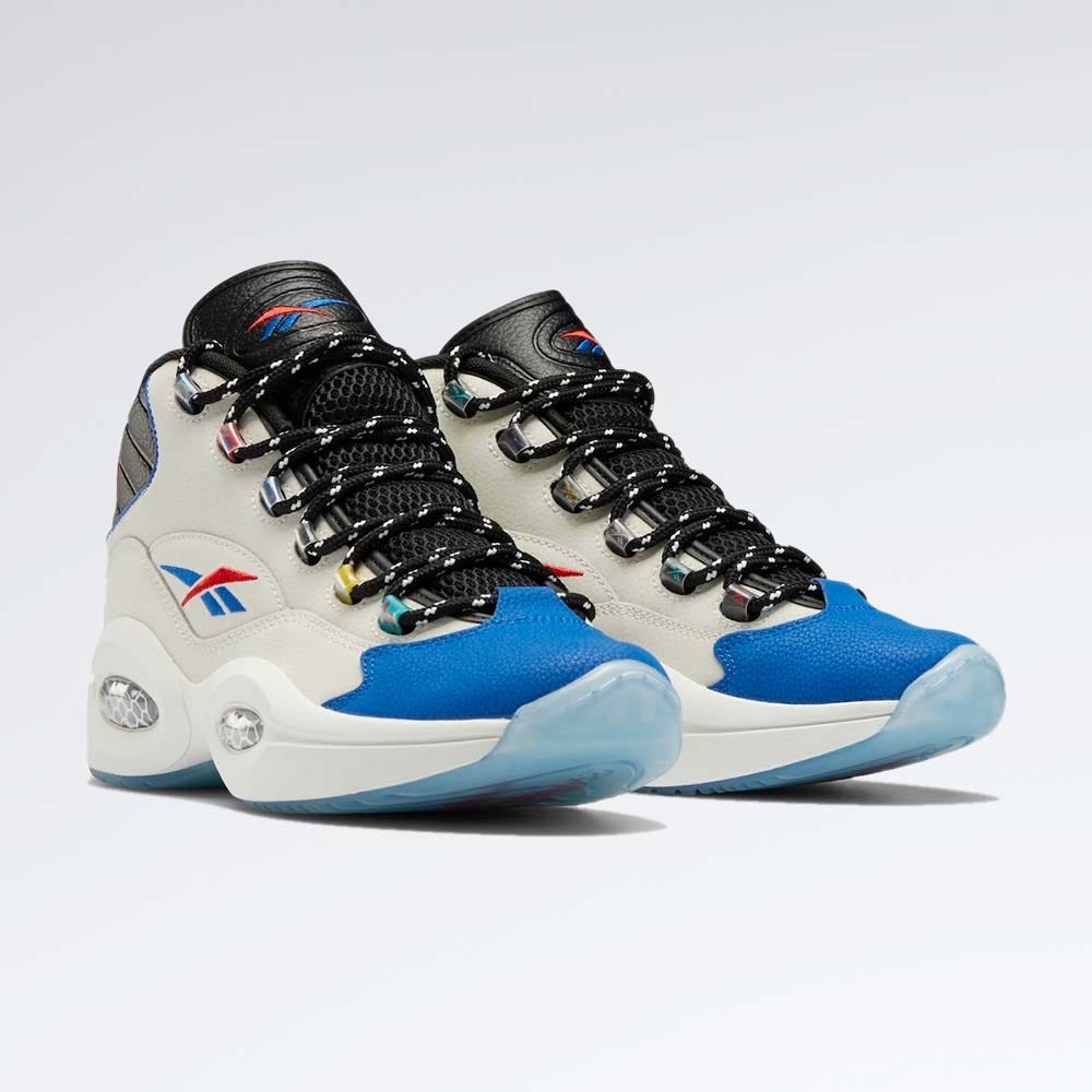 Reebok Classic Question Mid Shoes In Chalk/Core Black/Vector Blue