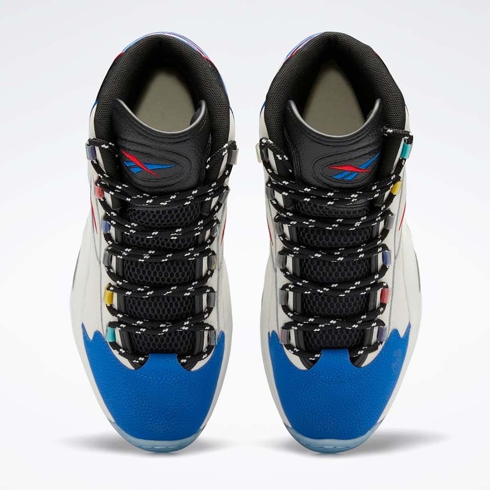 Reebok Classic Question Mid Shoes In Chalk/Core Black/Vector Blue