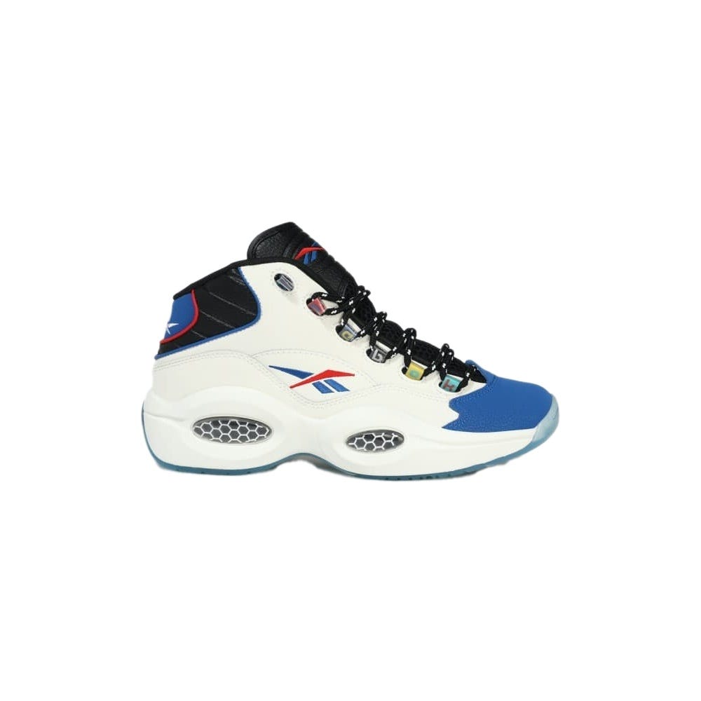 Reebok Classic Question Mid Shoes In Chalk/Core Black/Vector Blue