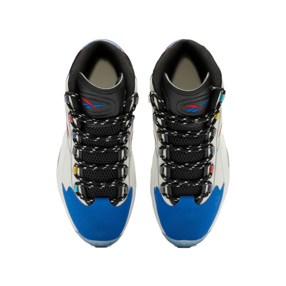 Reebok Classic Question Mid Shoes In Chalk/Core Black/Vector Blue