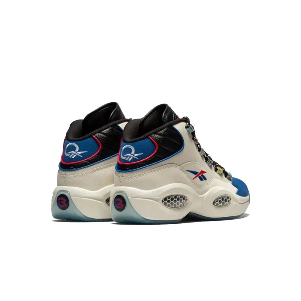 Reebok Classic Question Mid Shoes In Chalk/Core Black/Vector Blue