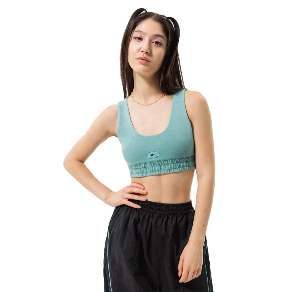 Reebok Natural Dye Fitted Bralette In Sea Grey