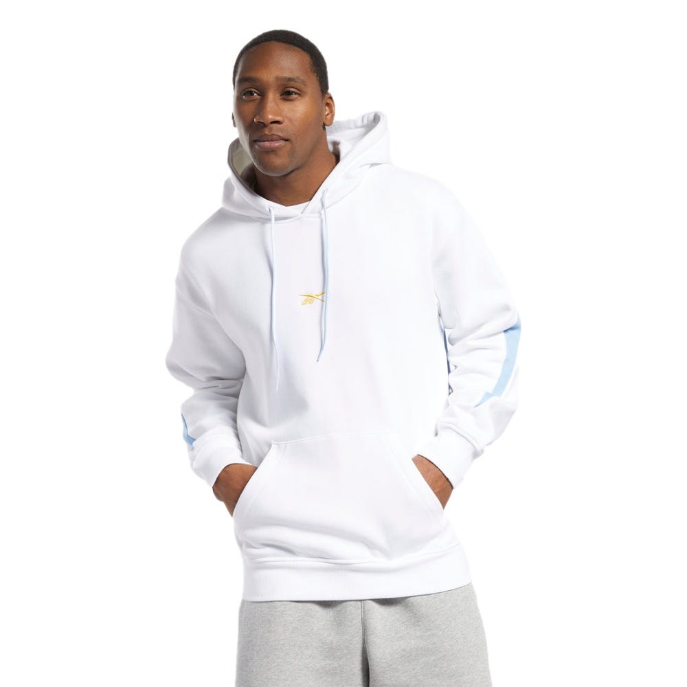 Reebok Basketball Back Vector Fleece Hoodie In White