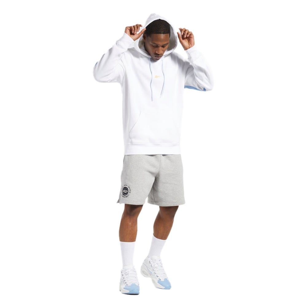 Reebok Basketball Back Vector Fleece Hoodie In White