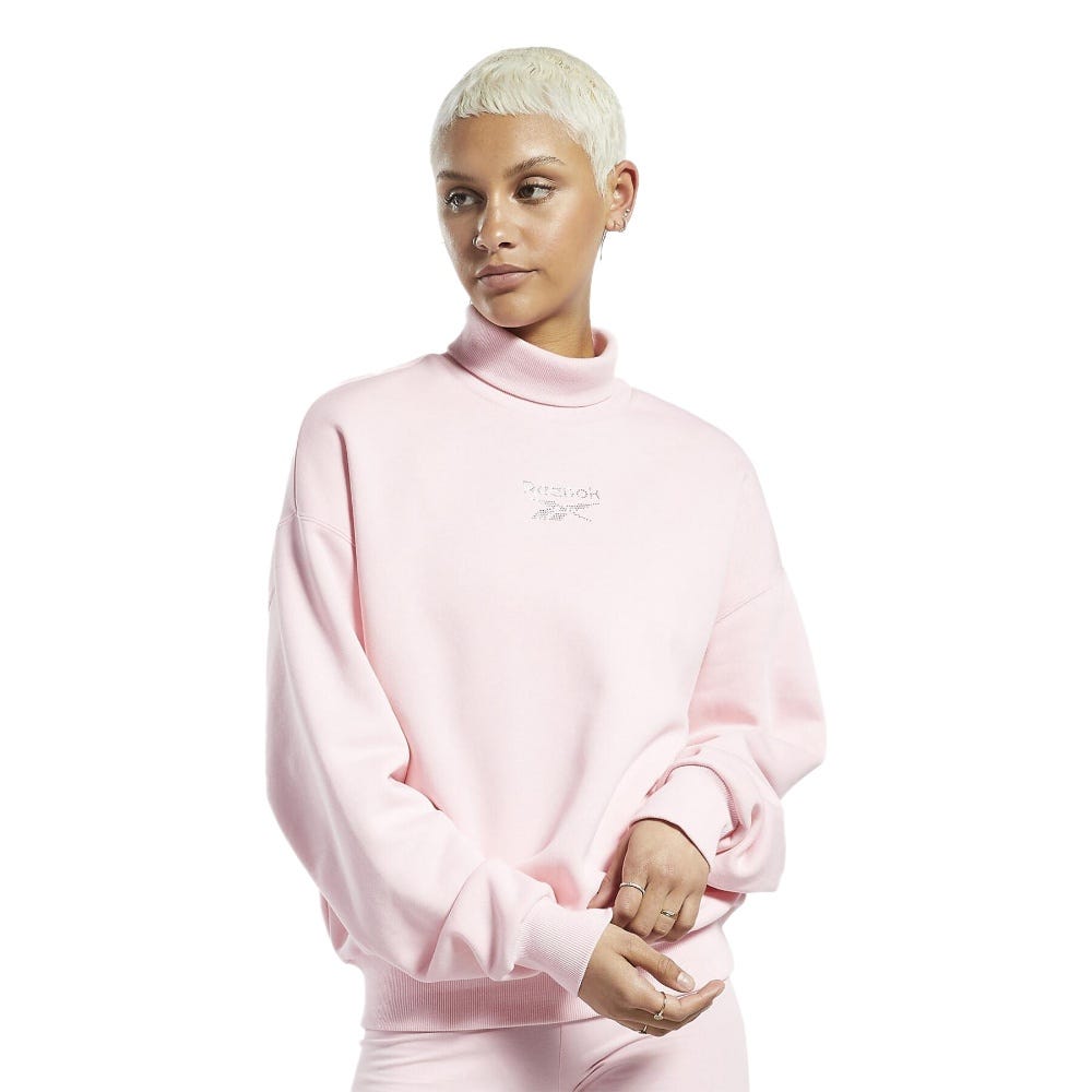 Reebok Classics Sparkle Sweatshirt Round Neck Woman In Pink Glow 