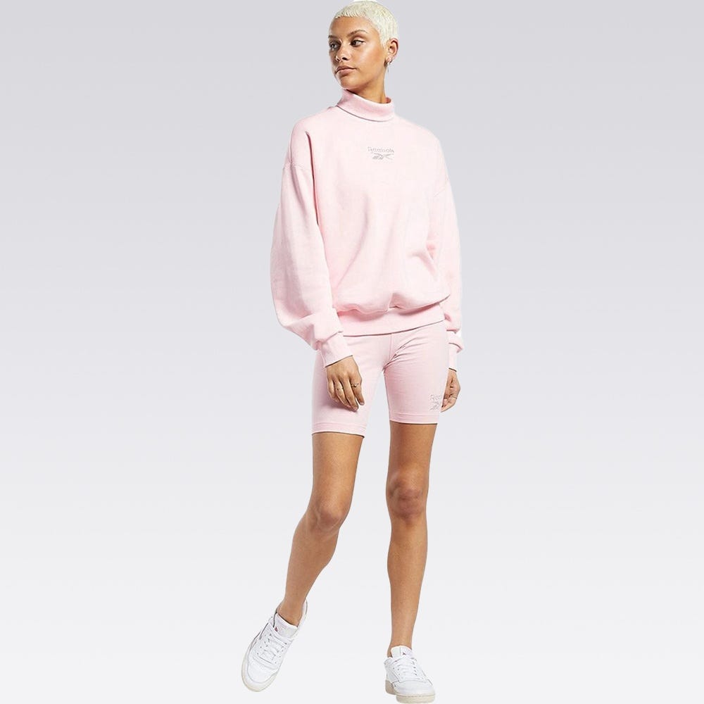 Reebok Classics Sparkle Sweatshirt Round Neck Woman In Pink Glow 